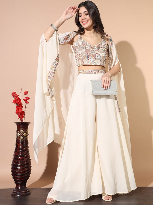 Embroidered Top with Trousers And Shurg